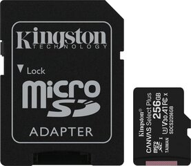 Kingston Canvas Select Plus UHS-I 256 GB hinta ja tiedot | Kingston Puhelimet, älylaitteet ja kamerat | hobbyhall.fi