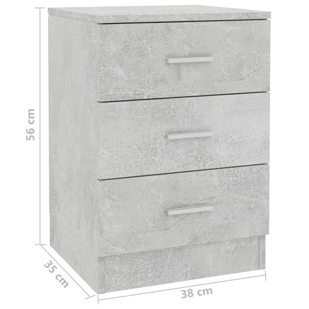 Yöpöytä betoninharmaa 38x35x56 cm lastulevy hinta ja tiedot | Yöpöydät | hobbyhall.fi