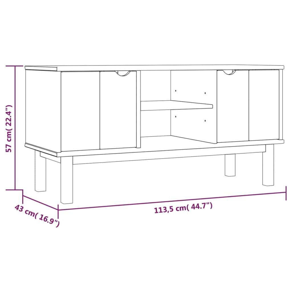 TV-taso OTTA ruskea harmaa/valk. 113,5x43x57 cm täysi mänty hinta ja tiedot | TV-tasot | hobbyhall.fi