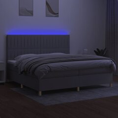 Sänky jousilla/patja/LED, harmaa, 200x200 cm, kangas hinta ja tiedot | Sängyt | hobbyhall.fi