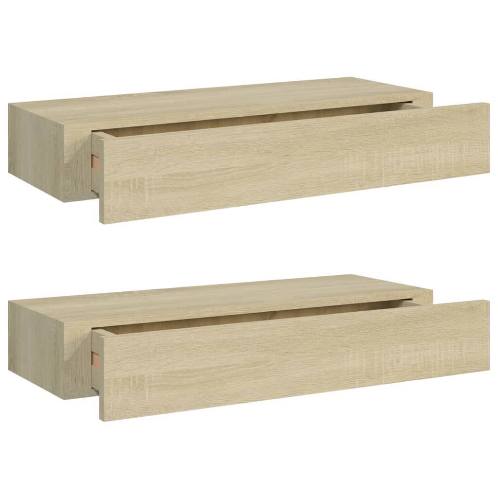 Laatikkohyllyt seinälle 2 kpl tammi 60x23,5x10 cm MDF hinta ja tiedot | Hyllyt | hobbyhall.fi