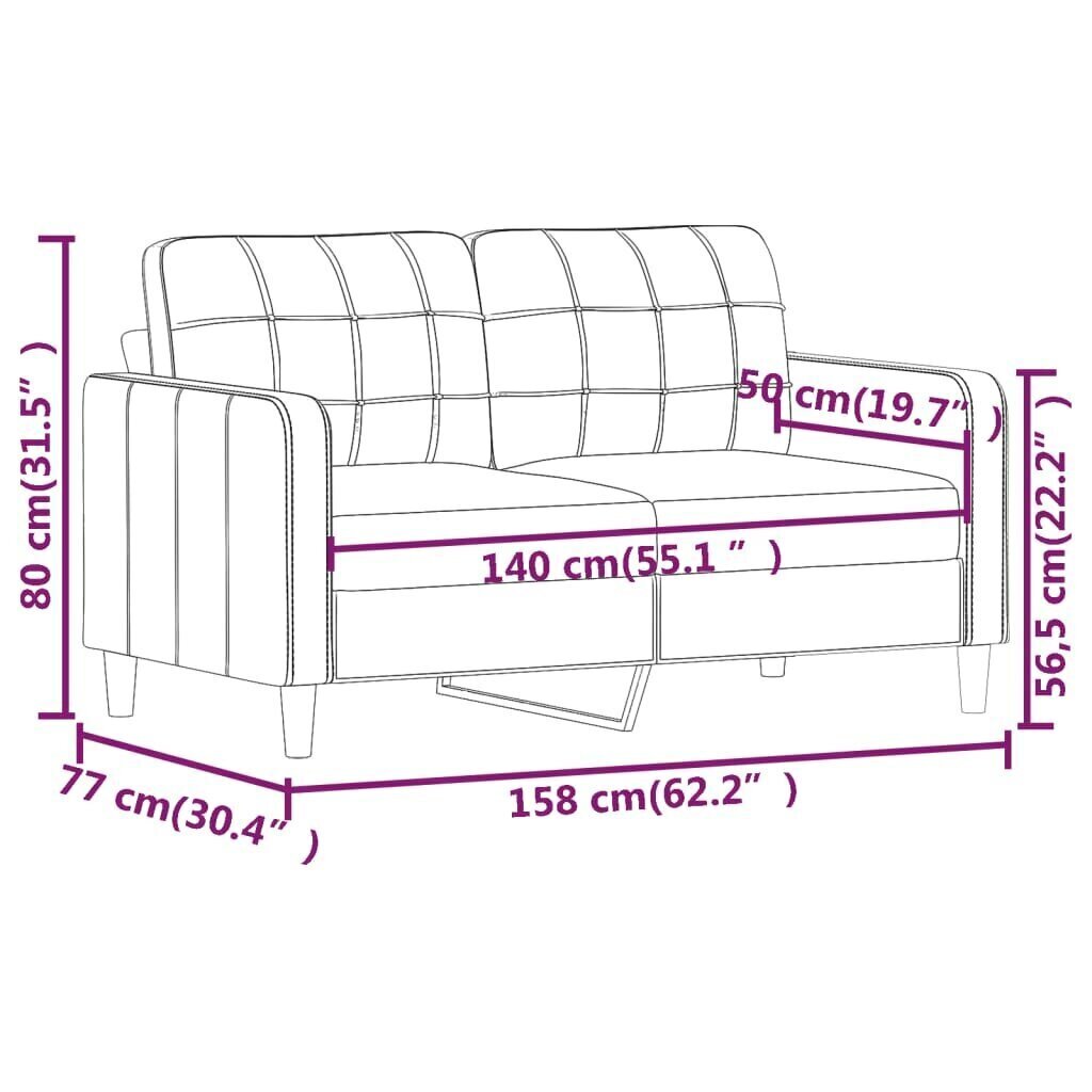 Kahden hengen sohva , 140cm, punainen hinta ja tiedot | Sohvat ja vuodesohvat | hobbyhall.fi