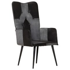 Nojatuoli, musta ja harmaa, aitoa nahkaa hinta ja tiedot | Nojatuolit | hobbyhall.fi