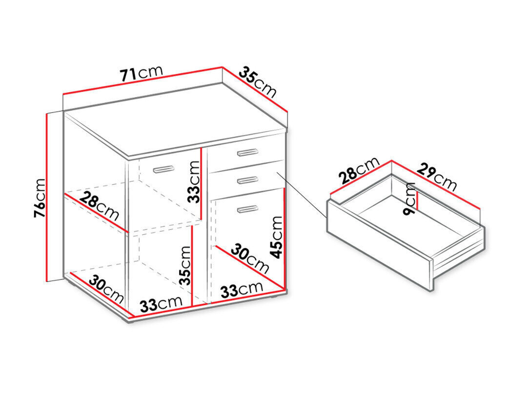 Lipasto MIKE-2 2T 2S hinta ja tiedot | Lipastot | hobbyhall.fi