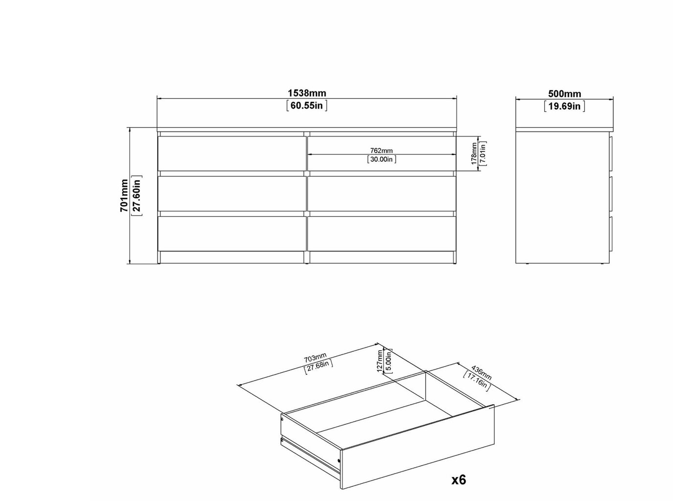 Kommodori Tvilum Naia, balta hinta ja tiedot | Lipastot | hobbyhall.fi