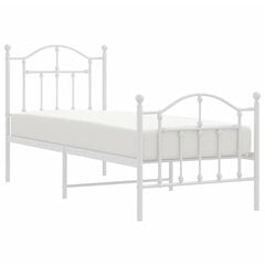 Metallinen sängynrunko päädyillä valkoinen 75x190 cm hinta ja tiedot | Sängyt | hobbyhall.fi