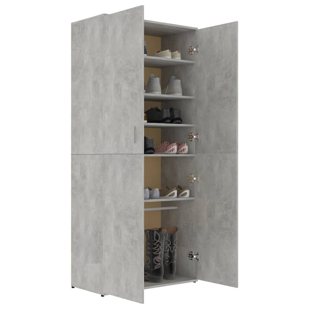 Kenkäkaappi betoninharmaa 80x39x178 cm lastulevy hinta ja tiedot | Kenkäkaapit ja -hyllyt | hobbyhall.fi