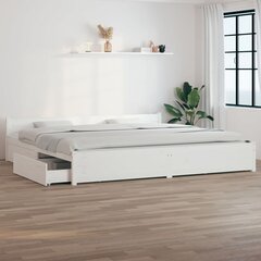 Sängynrunko laatikoilla valkoinen 200x200 cm hinta ja tiedot | Sängyt | hobbyhall.fi