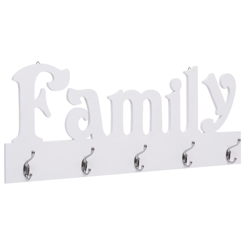 Seinälle kiinnitettävä naulakko FAMILY 74x29,5 cm hinta ja tiedot | Naulakot | hobbyhall.fi