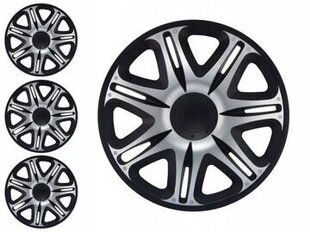 J-TEC NASCAR SILVER-BLACK HUBCAPS 15" 4 kpl. hinta ja tiedot | Pölykapselit | hobbyhall.fi