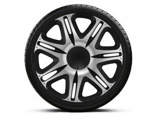 J-TEC NASCAR SILVER-BLACK HUBCAPS 15" 4 kpl. hinta ja tiedot | Pölykapselit | hobbyhall.fi