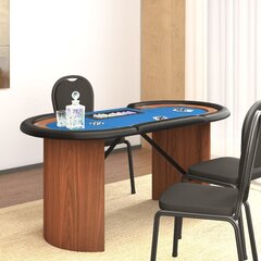 10 pelaajan pokeripöytä pelimerkkipidike sininen 160x80x75 cm hinta ja tiedot | Korttipelit, pokeri | hobbyhall.fi