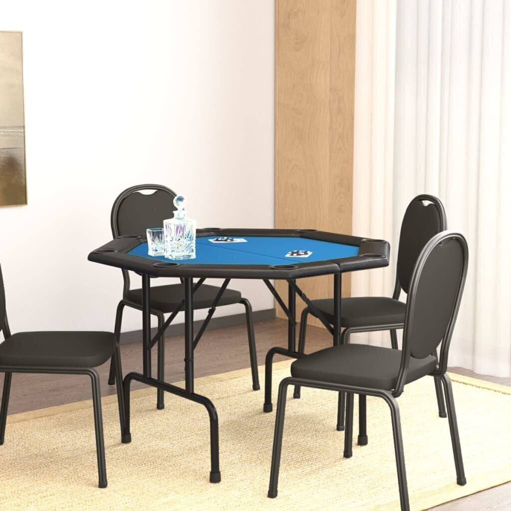 8 pelaajan kokoontaittuva pokeripöytä sininen 108x108x75 cm hinta ja tiedot | Korttipelit, pokeri | hobbyhall.fi