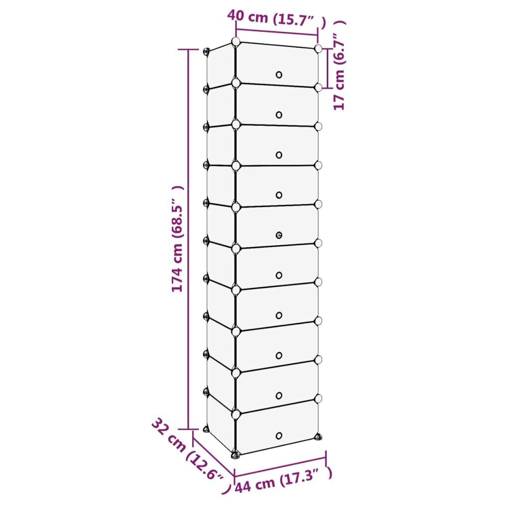 Kenkäteline läpinäkyvä 44x32x174 cm PP hinta ja tiedot | Kenkäkaapit ja -hyllyt | hobbyhall.fi