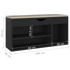 Kenkäpenkki tyynyllä, musta, 104x30x49cm, MDP hinta ja tiedot | Kenkäkaapit ja -hyllyt | hobbyhall.fi