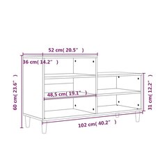 Kenkäkaappi, savutammi, 102x36x60 cm, tekninen puu hinta ja tiedot | Kenkäkaapit ja -hyllyt | hobbyhall.fi