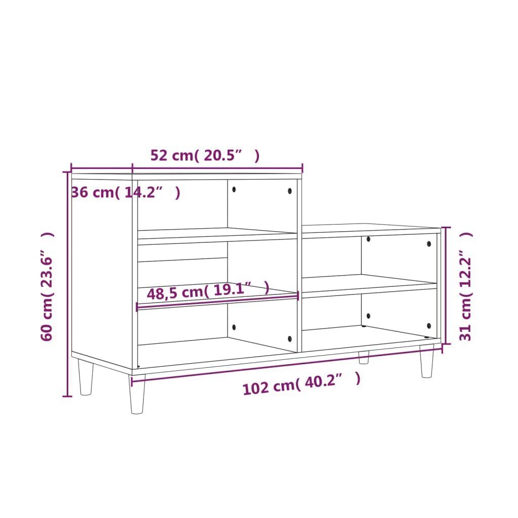 Kenkäkaappi, savutammi, 102x36x60 cm, tekninen puu hinta ja tiedot | Kenkäkaapit ja -hyllyt | hobbyhall.fi