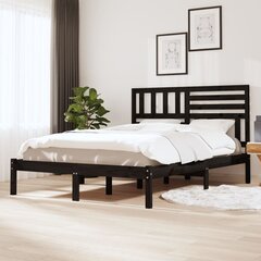 Sängynrunko musta täysi mänty 140x200 cm hinta ja tiedot | Sängyt | hobbyhall.fi
