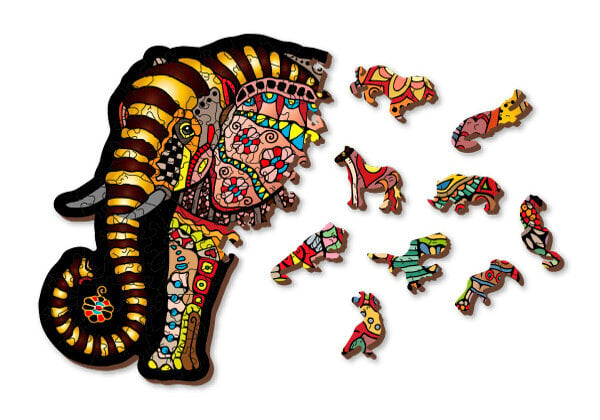 Puinen palapeli ainutlaatuisilla elementeillä "Magic Elephant" 250 pcs / Wooden Jigsaw Puzzles Wooden.city hinta ja tiedot | Palapelit | hobbyhall.fi