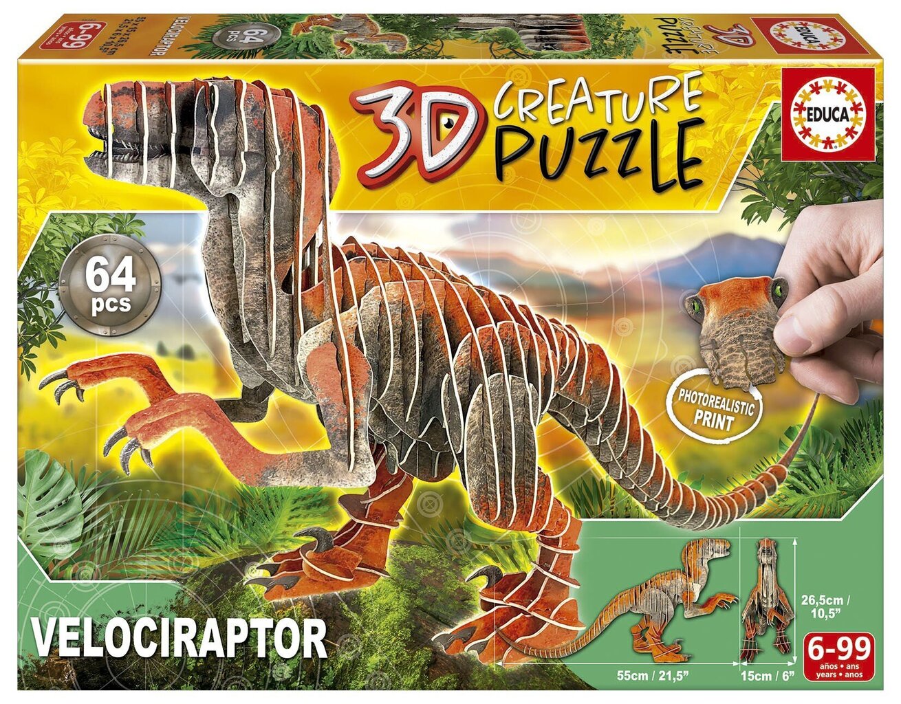 3D-pulma Educa Velociraptor, 64 osaa hinta ja tiedot | Palapelit | hobbyhall.fi