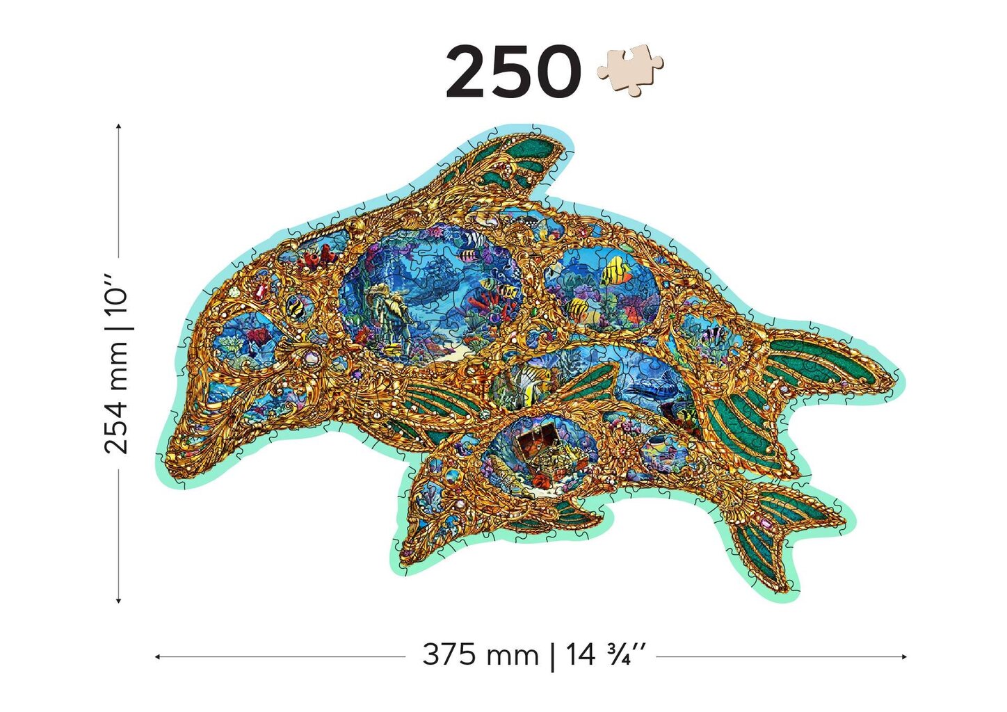 Puinen palapeli ainutlaatuisilla elementeillä "Jewels of the Sea" Wooden Puzzle 250 pcs / Wooden.city hinta ja tiedot | Palapelit | hobbyhall.fi