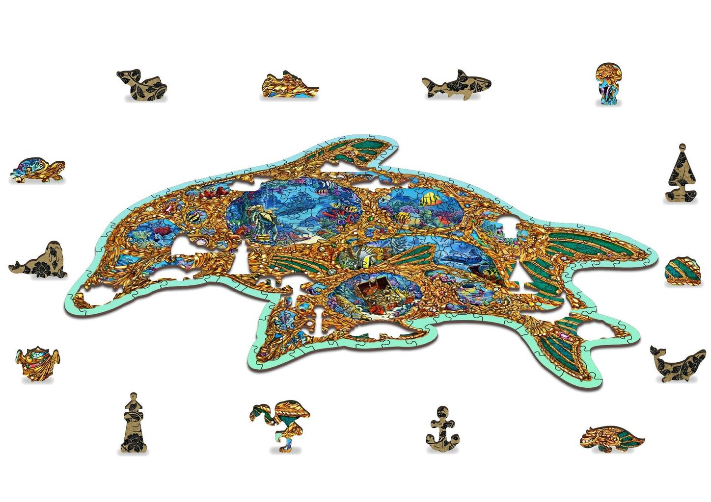 Puinen palapeli ainutlaatuisilla elementeillä "Jewels of the Sea" Wooden Puzzle 250 pcs / Wooden.city hinta ja tiedot | Palapelit | hobbyhall.fi