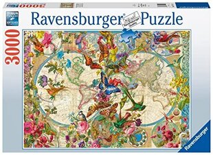 Ravensburgerin kasvisto ja eläimistö maailmankartta 3000 -osainen palapeli aikuisille ja 12 -vuotiaille lapsille hinta ja tiedot | Palapelit | hobbyhall.fi