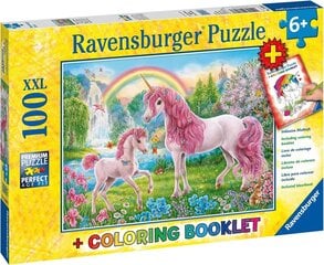 Ravensburger Kinder Puzzle - 13698 Magic Unicorns - Yksisarvinen palapeli lapsille 6 vuodesta, 100 osaa XXL -muodossa, mukaan lukien maalikirja hinta ja tiedot | Palapelit | hobbyhall.fi