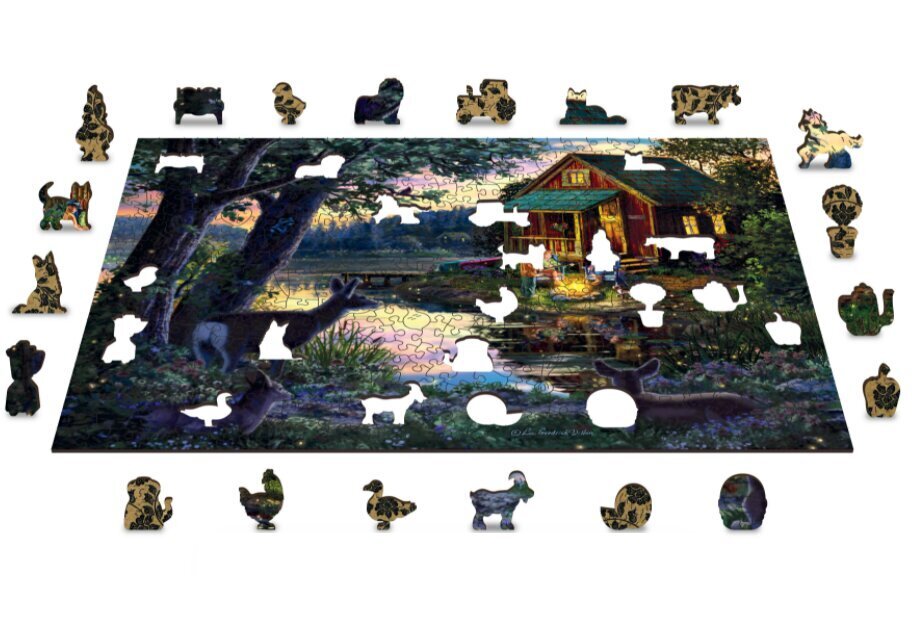 Puinen palapeli ainutlaatuisilla elementeillä "Evening at the Lakehouse" Wooden Puzzle 500 pcs / Wooden.city hinta ja tiedot | Palapelit | hobbyhall.fi