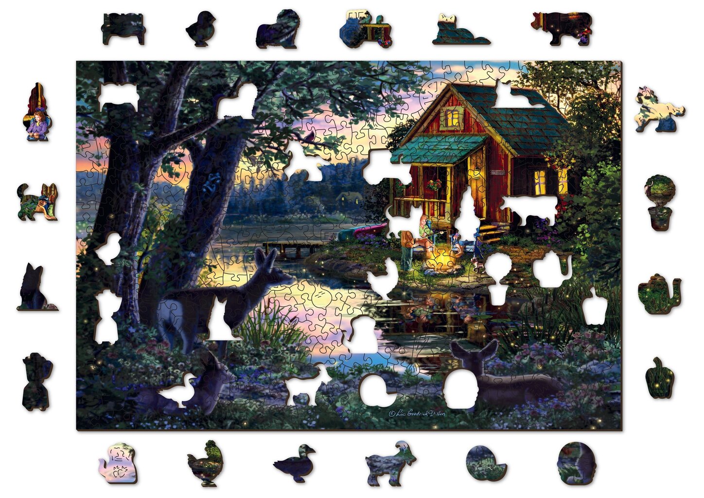 Puinen palapeli ainutlaatuisilla elementeillä "Evening at the Lakehouse" Wooden Puzzle 500 pcs / Wooden.city hinta ja tiedot | Palapelit | hobbyhall.fi