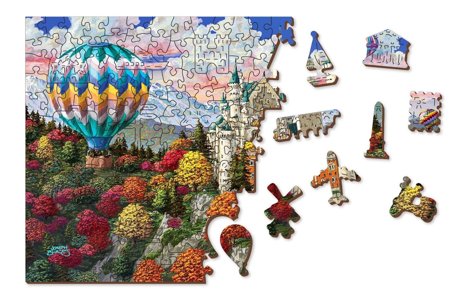 Puinen palapeli ainutlaatuisilla elementeillä "The Neuschwanstein Castle" Wooden Puzzle 1000 pcs / Wooden.city hinta ja tiedot | Palapelit | hobbyhall.fi