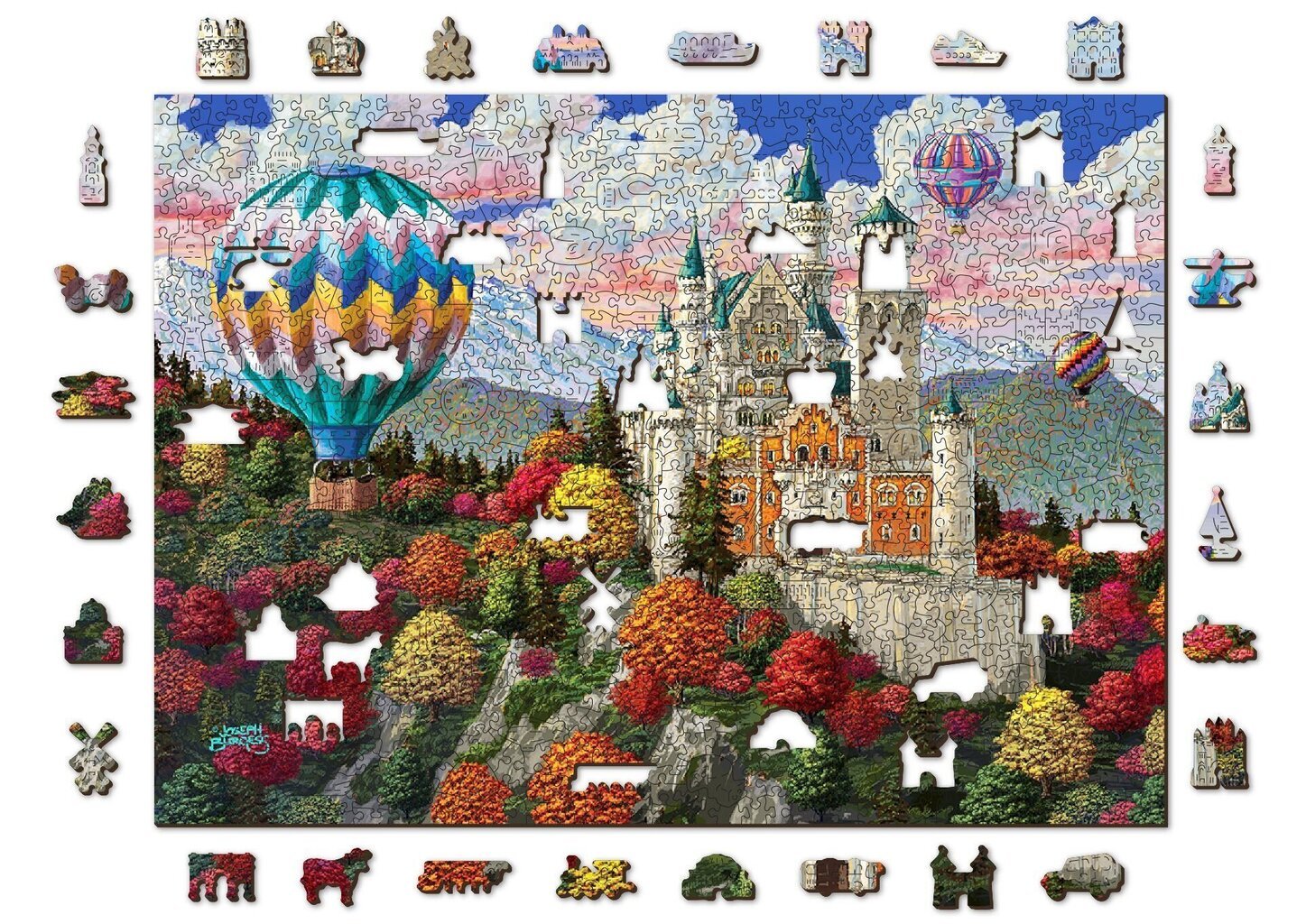 Puinen palapeli ainutlaatuisilla elementeillä "The Neuschwanstein Castle" Wooden Puzzle 1000 pcs / Wooden.city hinta ja tiedot | Palapelit | hobbyhall.fi