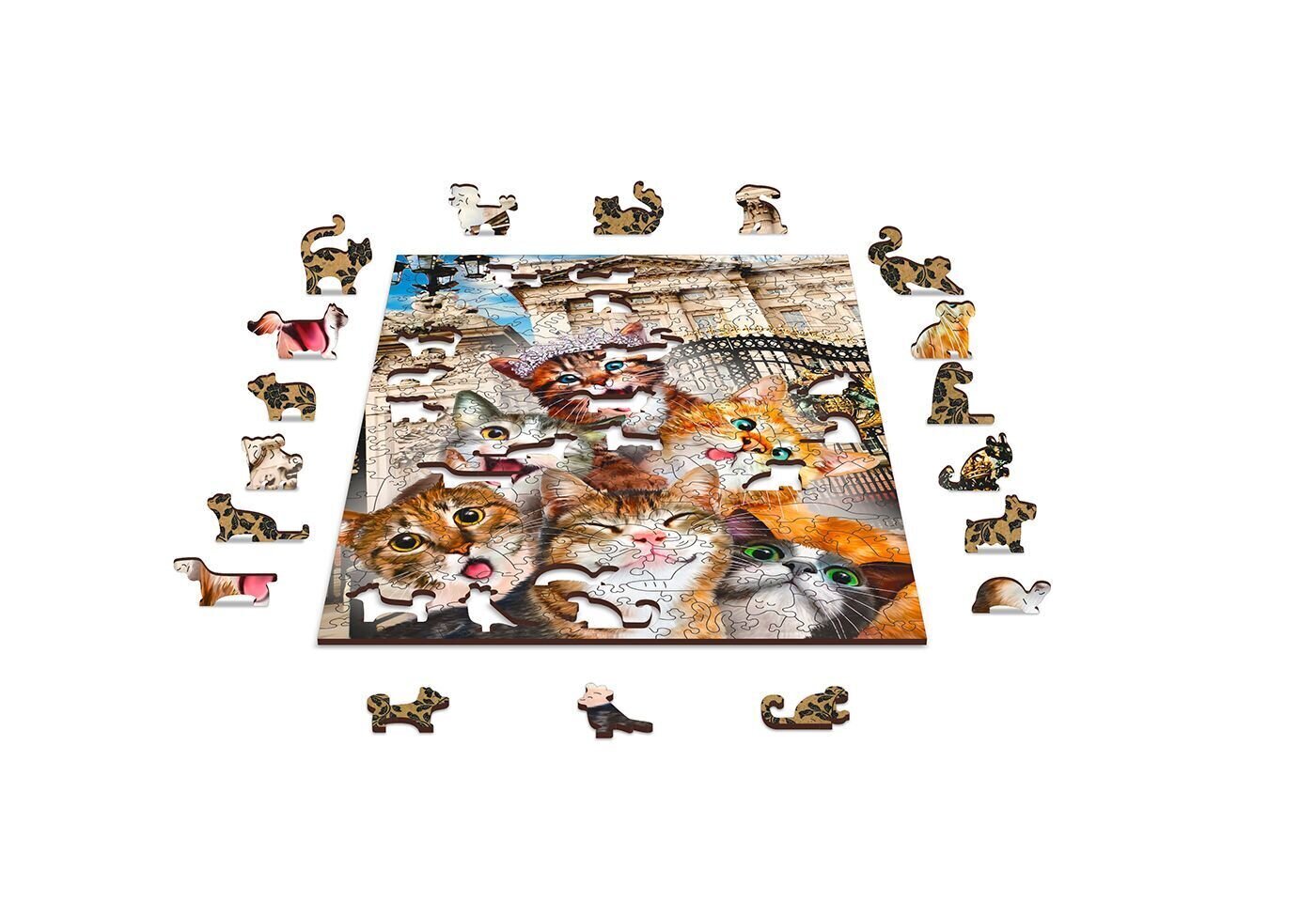 Puinen palapeli ainutlaatuisilla elementeillä "Kittens in London" Wooden Puzzle 200 pcs / Wooden.city hinta ja tiedot | Palapelit | hobbyhall.fi