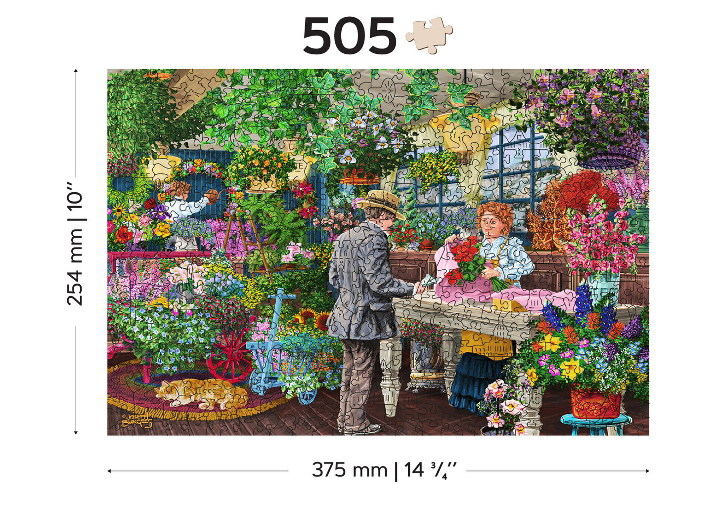 Puinen palapeli ainutlaatuisilla elementeillä Wooden Puzzle The Florist’s – 505 pcs hinta ja tiedot | Palapelit | hobbyhall.fi