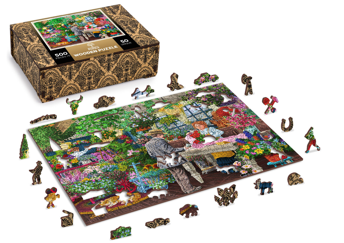 Puinen palapeli ainutlaatuisilla elementeillä Wooden Puzzle The Florist’s – 505 pcs hinta ja tiedot | Palapelit | hobbyhall.fi