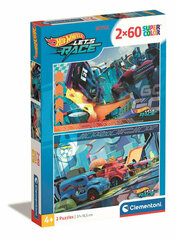 CLEMENTONI palapeli 2x60 SuperKolor HotWheels 24816 hinta ja tiedot | Palapelit | hobbyhall.fi