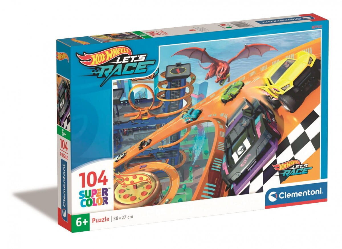 CLEMENTONI palapeli 104 SuperKolor Hot Wheels 25760 hinta ja tiedot | Palapelit | hobbyhall.fi