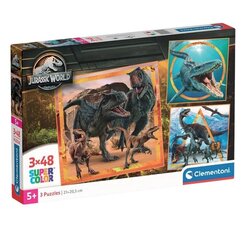 CLEMENTONI palapeli 3x48 SuperKolor Jurassic World 25314 hinta ja tiedot | Palapelit | hobbyhall.fi