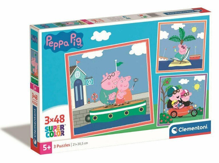 CLEMENTONI palapeli 3x48 Neliö Peppa Possu 25293 hinta ja tiedot | Palapelit | hobbyhall.fi