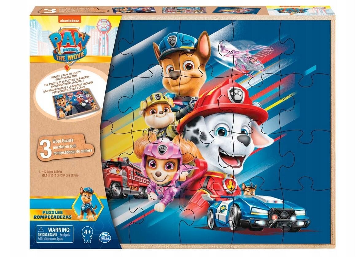 SPIN Paw Patrol puinen palapeli 3x24 6028789 hinta ja tiedot | Palapelit | hobbyhall.fi