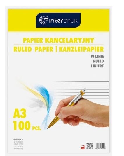 Toimistopaperi A3, viivoitettu, 100 arkkia hinta ja tiedot | Vihkot, muistikirjat ja paperit | hobbyhall.fi