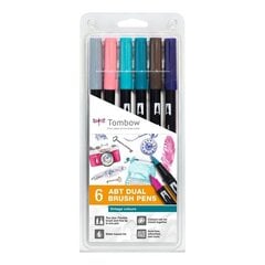 TOMBOW ABT tussi-sivellinsetti VINTAGE, 6 väriä hinta ja tiedot | Taide- ja askartelutarvikkeet | hobbyhall.fi