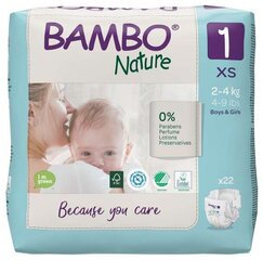 Orgaaniset housuvaipat BAMBON NATURE 1 (2-4+kg), 22 kpl. hinta ja tiedot | Bambo Lapset | hobbyhall.fi