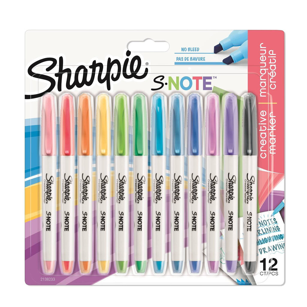 Markers Sharpie S-note Mix 2138233, 12 kpl hinta ja tiedot | Taide- ja askartelutarvikkeet | hobbyhall.fi