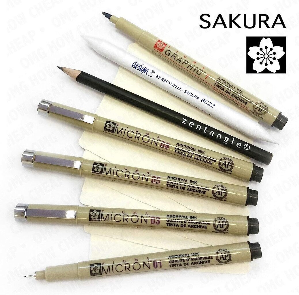 Piirustussarja Talens Sakura Zentangle, 12 kpl hinta ja tiedot | Taide- ja askartelutarvikkeet | hobbyhall.fi