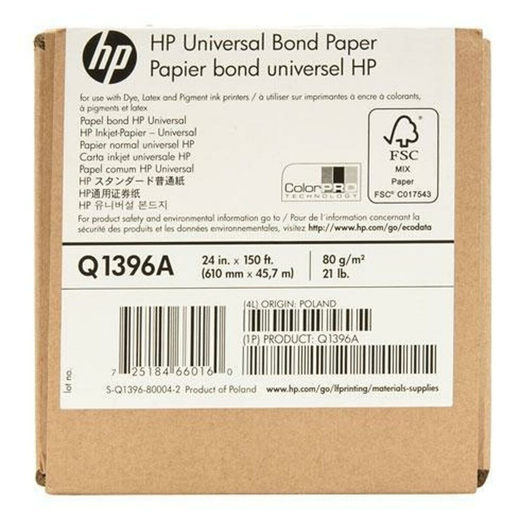 Piirturipaperirulla HP Q1396A 80 g/m² hinta ja tiedot | Vihkot, muistikirjat ja paperit | hobbyhall.fi