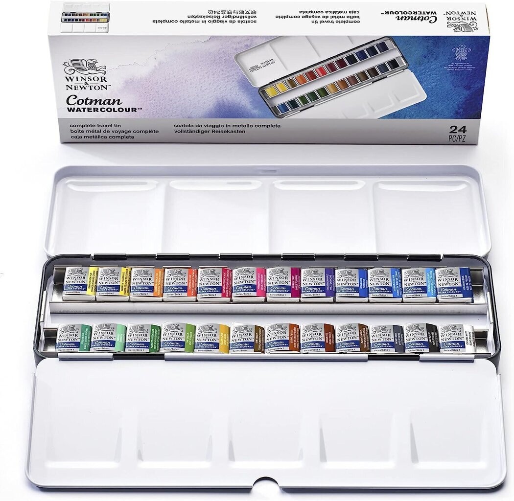 Winsor & Newton Watercolor Color, 24 väriä, set-Metal Box hinta ja tiedot | Taide- ja askartelutarvikkeet | hobbyhall.fi