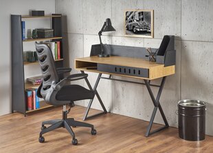 Kirjoituspöytä B43, tammi/musta hinta ja tiedot | Tietokonepöydät ja työpöydät | hobbyhall.fi