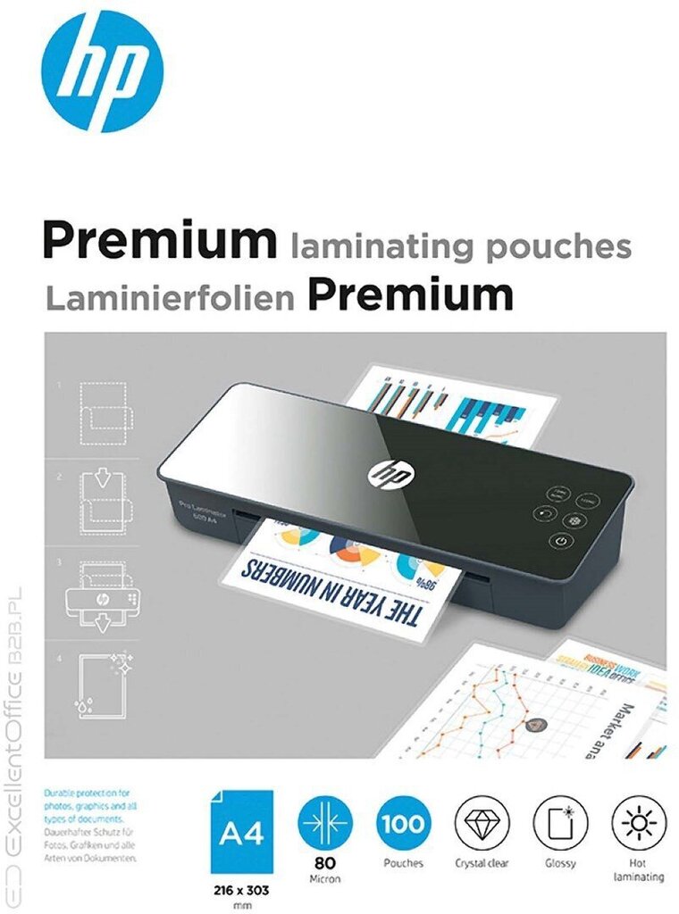 Kirjekuoret laminointi HP Premium, A4, 100 kpl. hinta ja tiedot | Toimistotarvikkeet | hobbyhall.fi