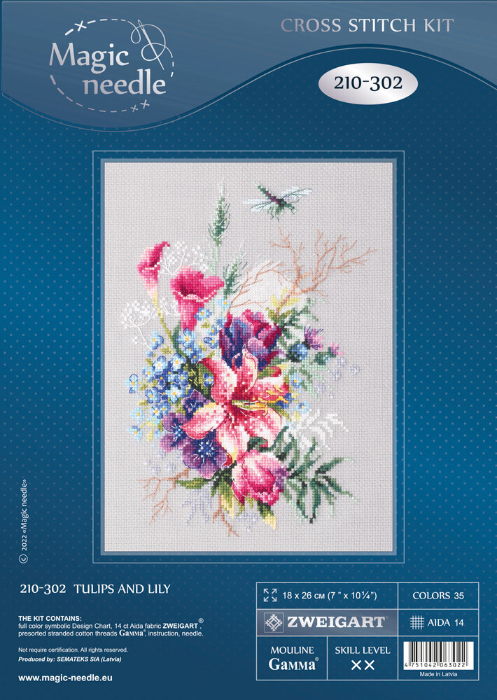 Ristipistopakkaukset Magic Needle "Tulips and Lily" 210-302 hinta ja tiedot | Kirjontatarvikkeet | hobbyhall.fi